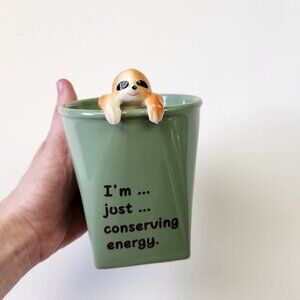 Diho Club Green 3D Sloth "I'm just conserving energy" Ceramic Coffee Mug 12 oz